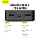 Powerbank Baseus 20.000mah 15w Com Indicador De Carga