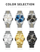 OLEVS New Watch for Men Original Quartz Waterproof Male Wristwatch Gold Stainless