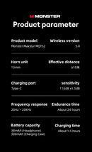 Monster MQT52 Wireless Bluetooth 5.4 Earphones