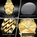 OLEVS New Watch for Men Original Quartz Waterproof Male Wristwatch Gold Stainless