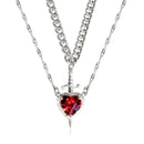 Heart and Sword Necklace - Couple Necklaces - 18k Gold Plated STAINLESS STEEL
