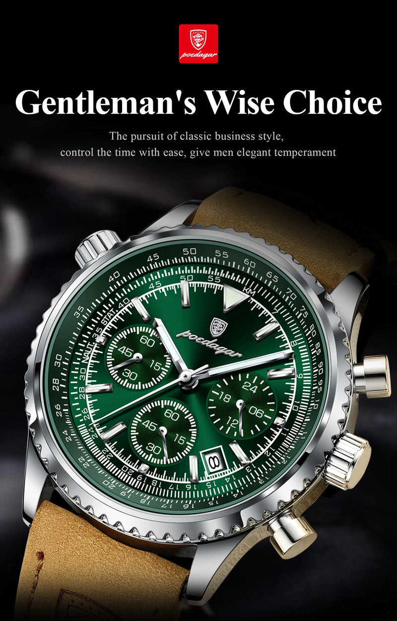 POEDAGAR Luxury Man Watch Quartz Waterproof Luminous