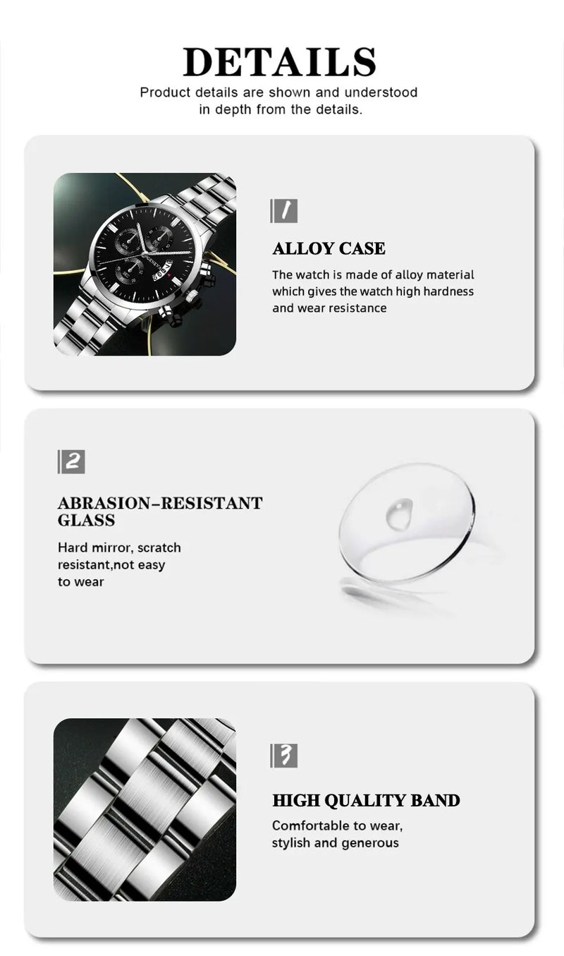 Fashion Men Watch Luxury Calendar Quartz Wrist Watch