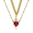 Heart and Sword Necklace - Couple Necklaces - 18k Gold Plated STAINLESS STEEL