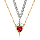 Heart and Sword Necklace - Couple Necklaces - 18k Gold Plated STAINLESS STEEL