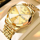 OLEVS New Watch for Men Original Quartz Waterproof Male Wristwatch Gold Stainless