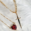 Heart and Sword Necklace - Couple Necklaces - 18k Gold Plated STAINLESS STEEL