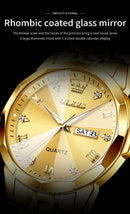 OLEVS New Watch for Men Original Quartz Waterproof Male Wristwatch Gold Stainless