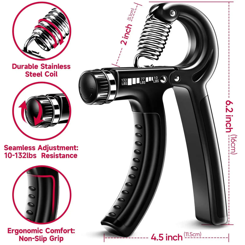 5-60Kg Adjustable Grip Strength Trainer with Finger Exerciser Hand