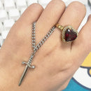 Heart and Sword Necklace - Couple Necklaces - 18k Gold Plated STAINLESS STEEL