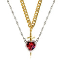 Heart and Sword Necklace - Couple Necklaces - 18k Gold Plated STAINLESS STEEL