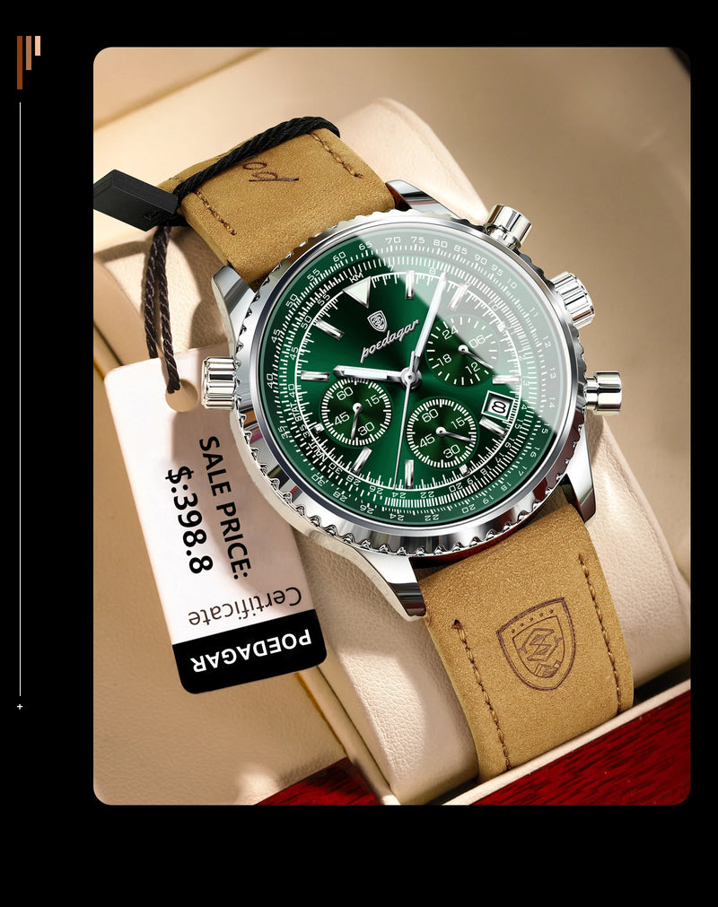 POEDAGAR Luxury Man Watch Quartz Waterproof Luminous